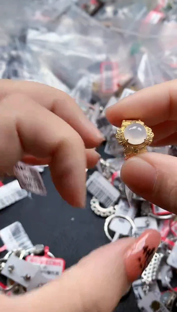 银S925镶嵌戒指翡翠天然A货缅甸翡翠