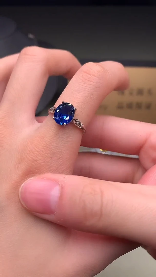 戒指蓝宝石银S925镶嵌..........