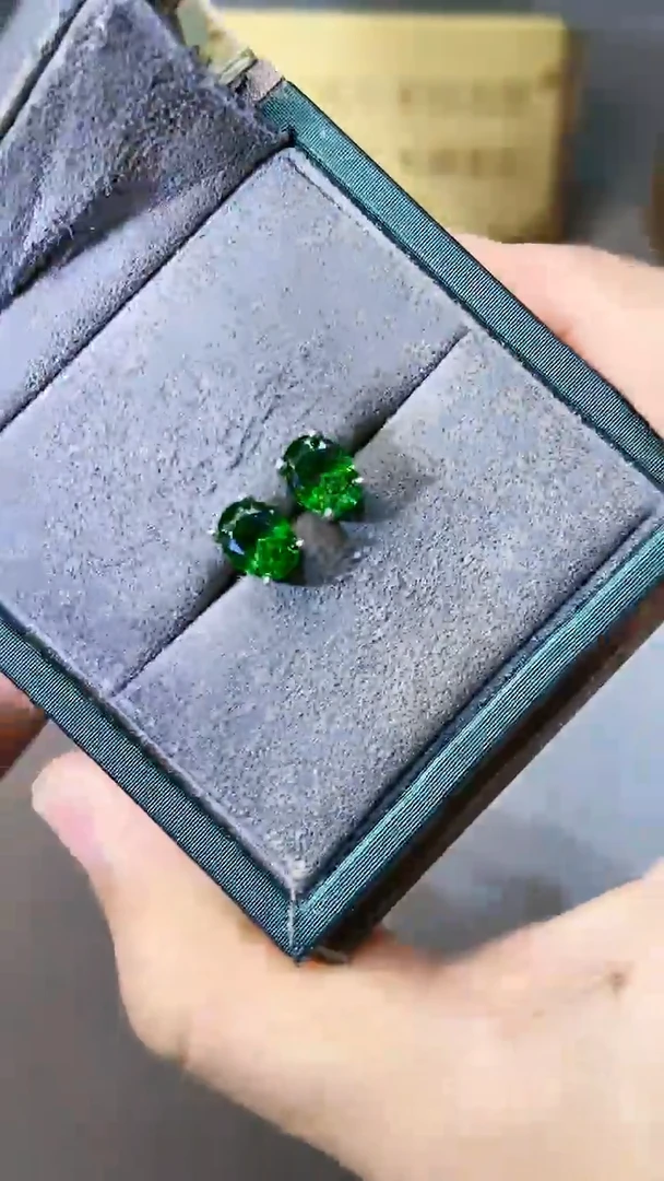 【闪购商品】透辉石耳饰银S925镶嵌354