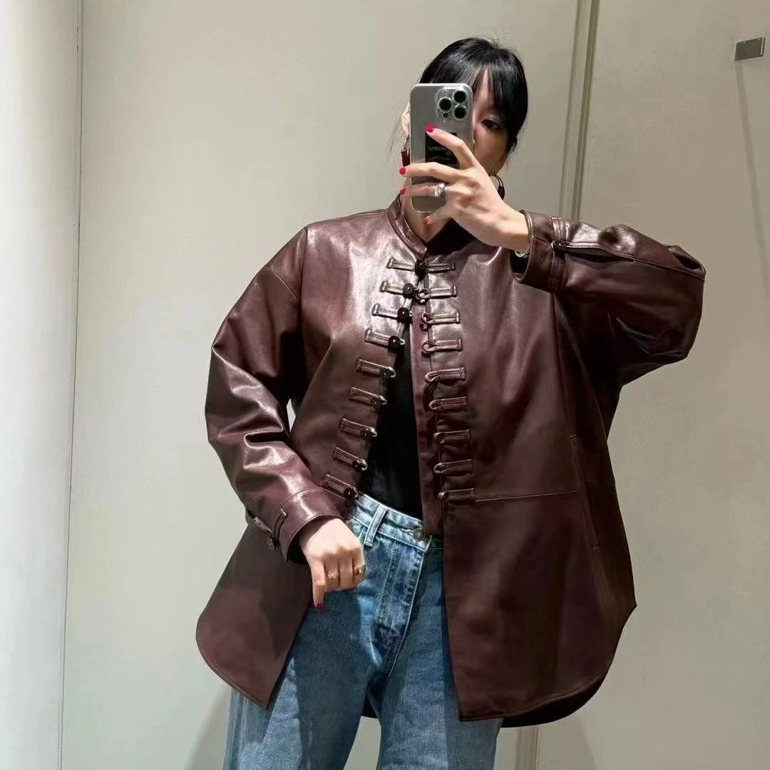 【no退no换 谨慎下单】立领国风盘扣皮衣外套 ZK00118