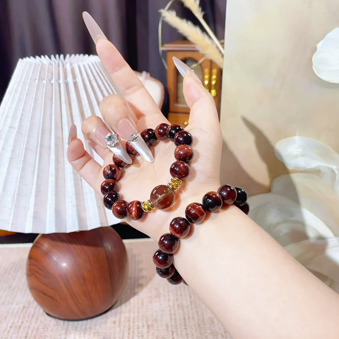 A-1998 【红莲业火】茶水晶红虎眼 百搭水晶手串