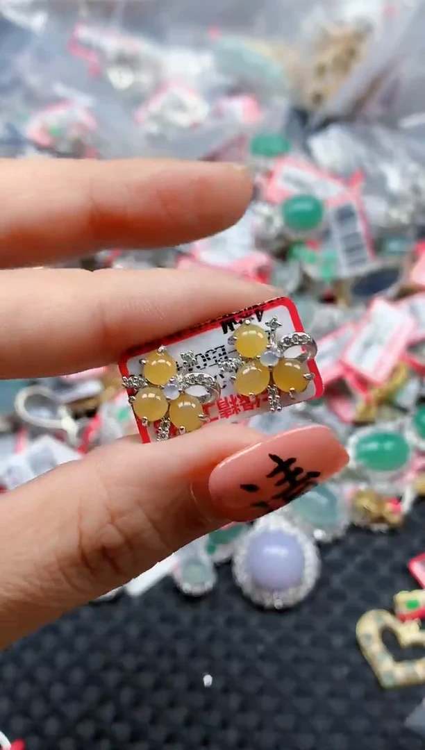 银S925镶嵌戒指翡翠天然A货缅甸翡翠