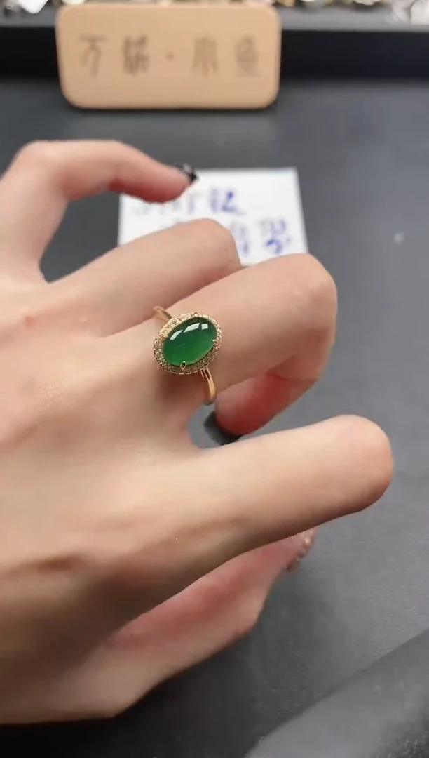 银S925镶嵌戒指翡翠54511