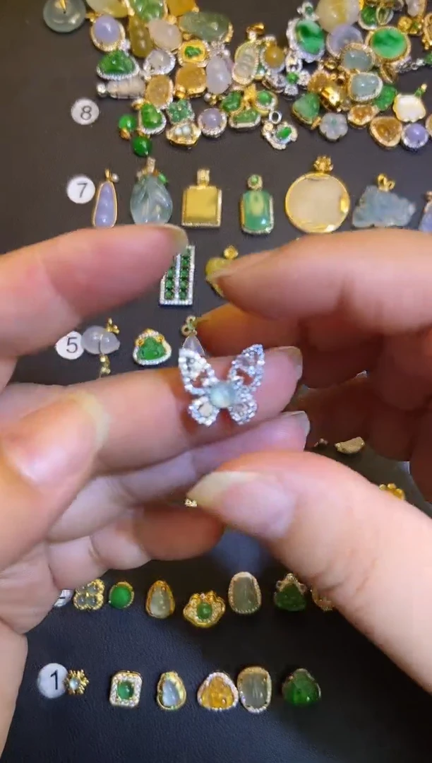 吊坠(不含链)银S925镶嵌翡翠1