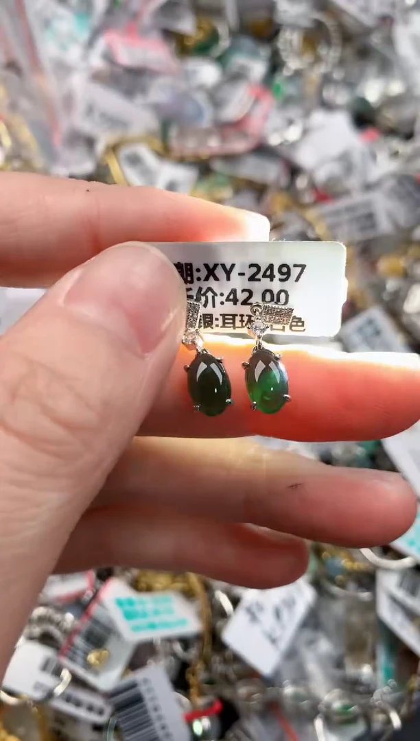 银S925镶嵌戒指翡翠13           7