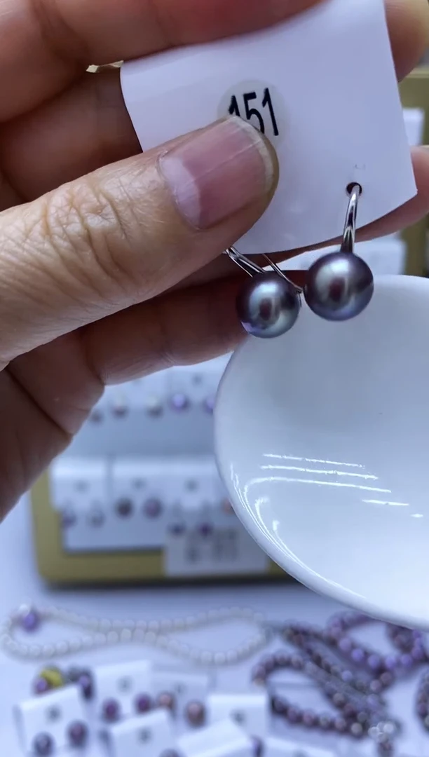 银S925镶嵌耳饰淡水珍珠151