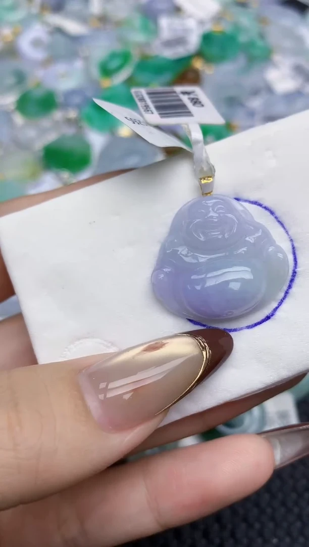 颈饰18K金镶嵌翡翠144   天然翡翠A货  百元以上9米证书费自理