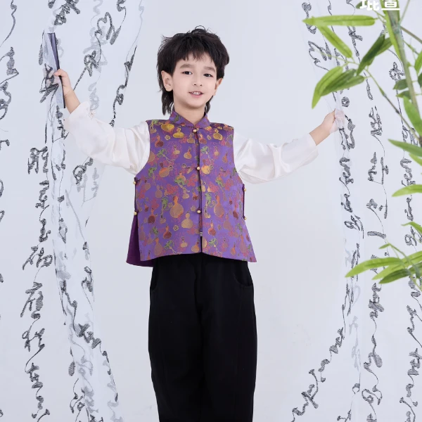 【琨萱】“紫金葫芦”25新款春季新款男童重工国风马甲 SS67S004