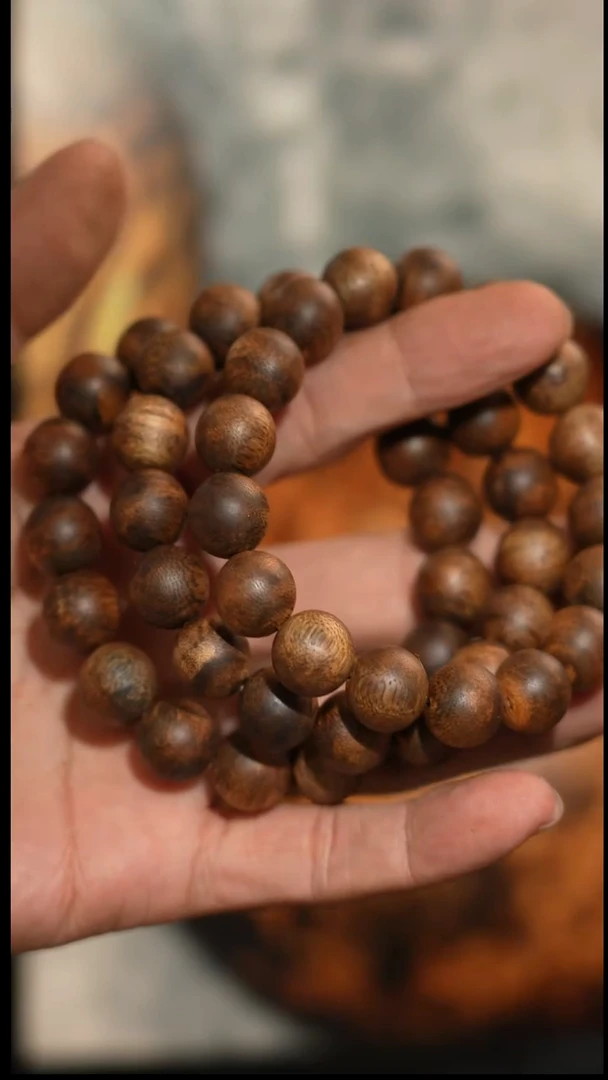 沉香手串海南绿奇楠13mm圆珠单圈14克  多样性发一