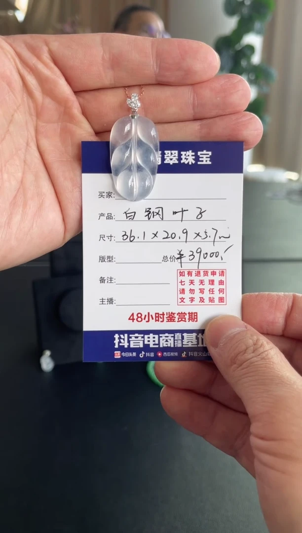 吊坠(不含链)18K金镶嵌翡翠光哥特推翡翠白钢叶子