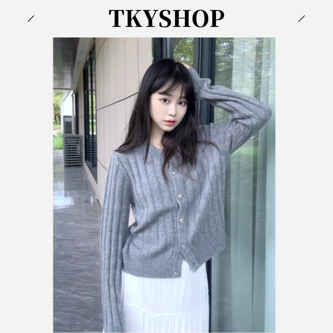 TKYSHOP单排扣针织秋冬毛针织衫保暖羊绒绵羊毛开衫 10H1MA00H153