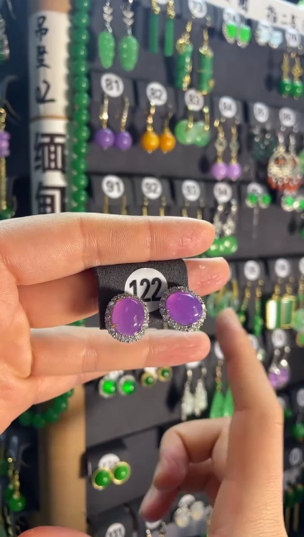 【闪购商品】翡翠耳饰银S925镶嵌122....
