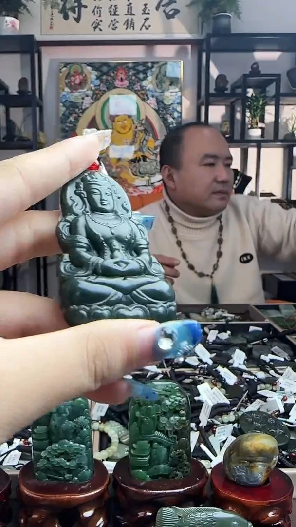 颈饰未镶嵌和田玉多样性发其一观音