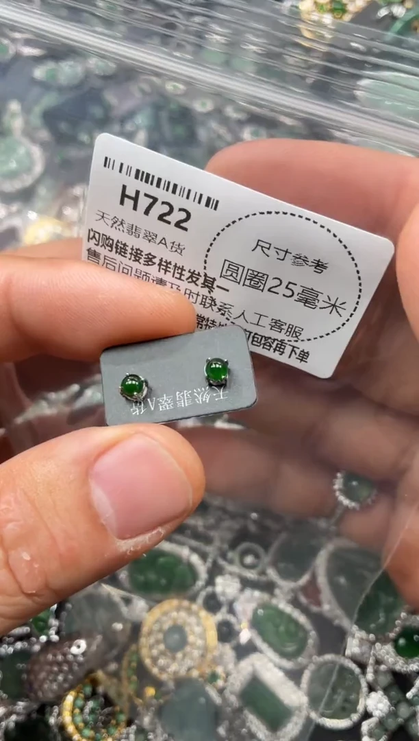 翡翠未镶嵌颈饰H722耳钉