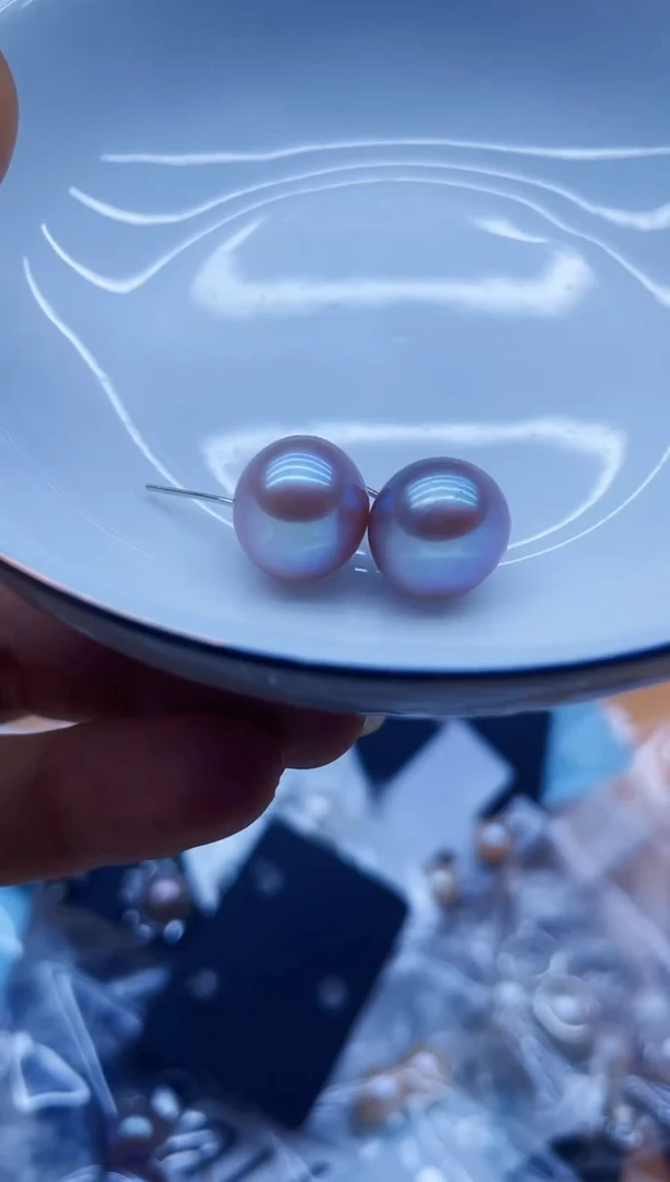 银S925镶嵌耳饰淡水珍珠耳钉