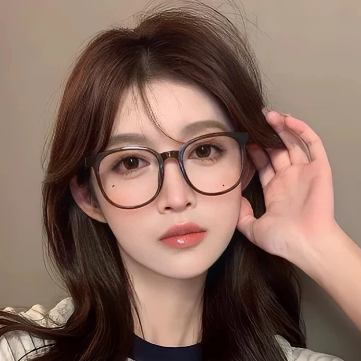 大框TR90韩系眼镜近视女专业可配有度数散光镜片素颜显瘦茶色眼镜