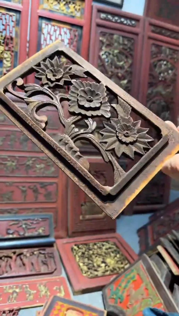 香榧木乜*柱老木雕老物件