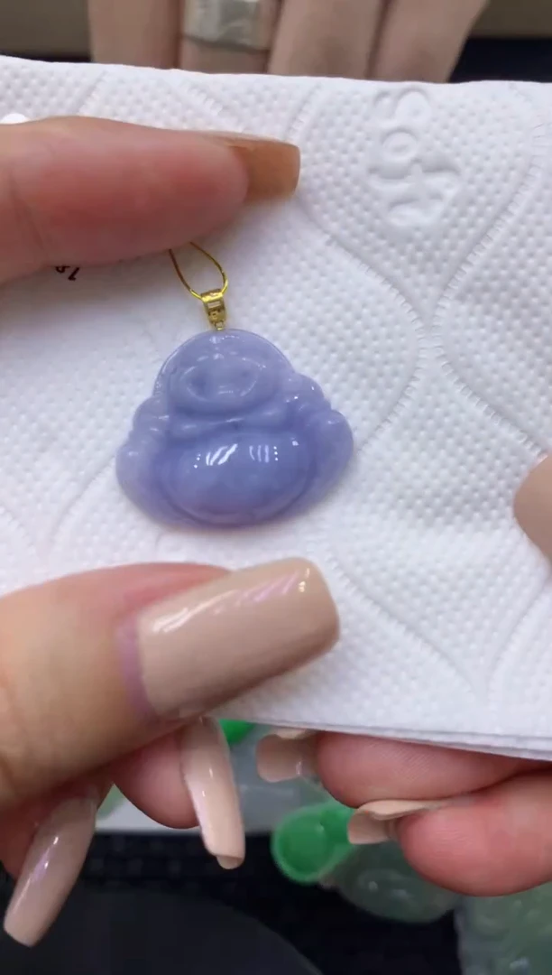 颈饰18K金镶嵌翡翠天然缅甸翡翠A货