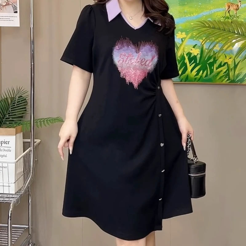 【玲胖胖 泡芙少女】夏季显瘦遮肉时尚连衣裙大码女装LPP61185