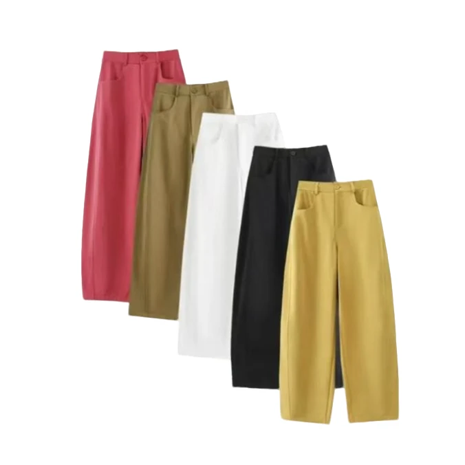 廓形百搭高腰弯刀阔腿裤显瘦时尚休闲潮流纯色瘦版阔腿裤6080
