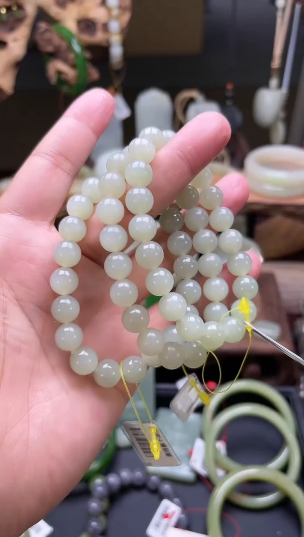 【闪购商品】和田玉手串未镶嵌D卡10且末迪克兰圆珠B多样性发一