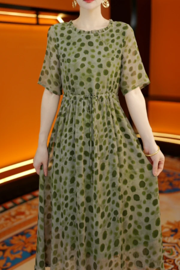 2025长裙设计师短袖礼服长款常规连衣裙662-05