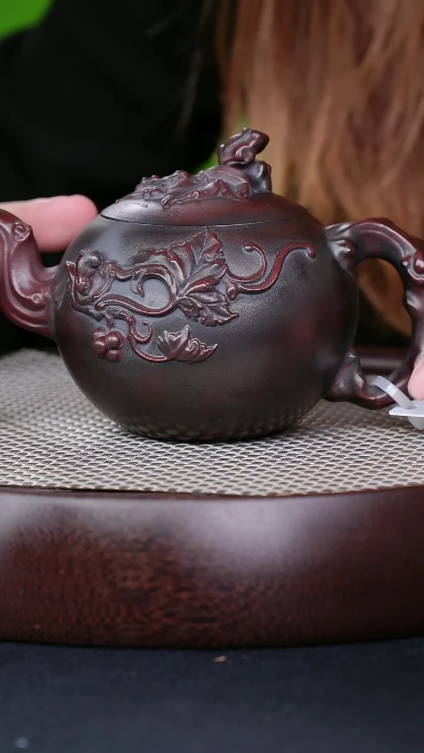 茶壶紫砂宜兴紫砂壶松鼠葡萄h07531