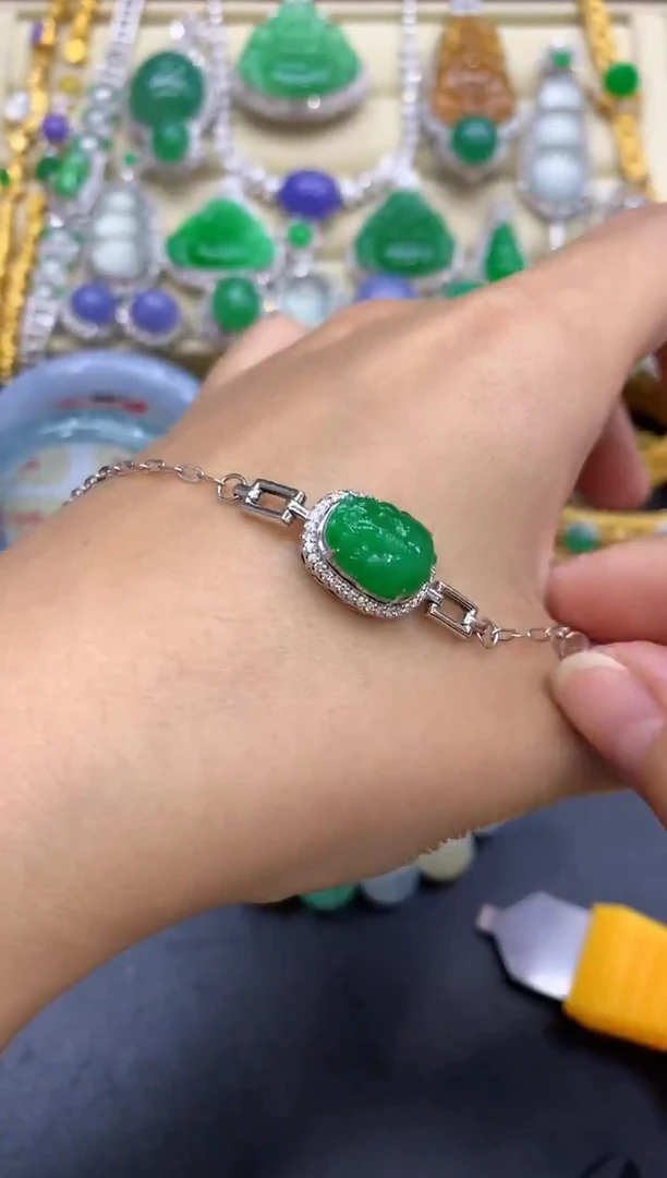 18K金镶嵌手链翡翠324-中国好珍宝