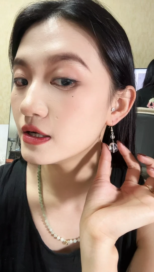 水晶耳饰银S925镶嵌水滴耳饰