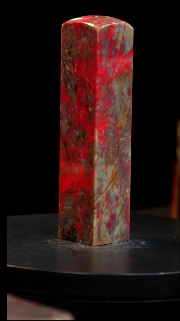 昌化石牛角大红袍鸡血石