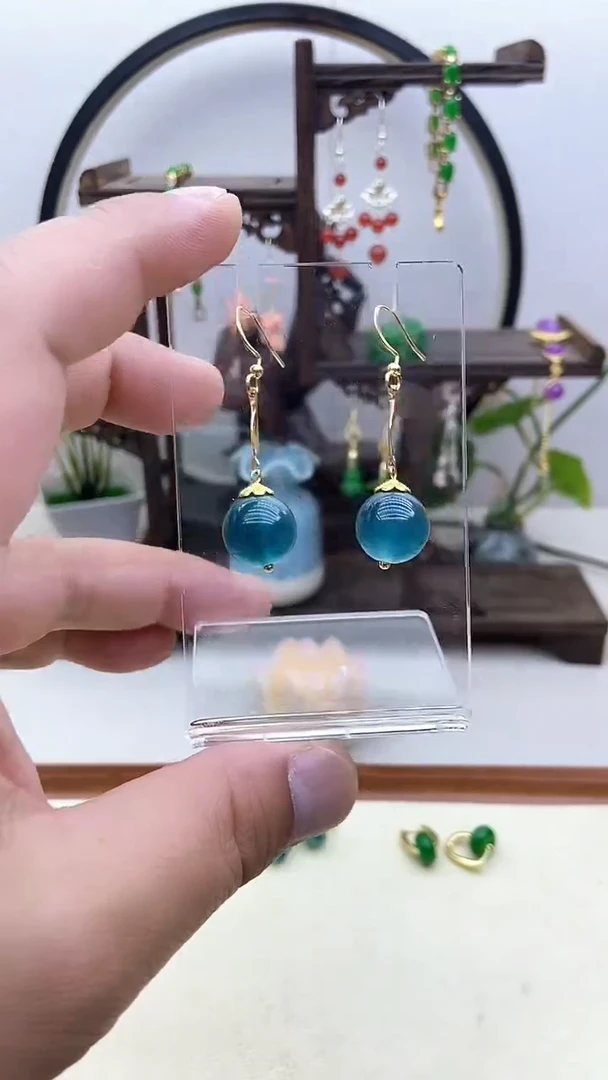 翡翠14K金镶嵌耳饰25号