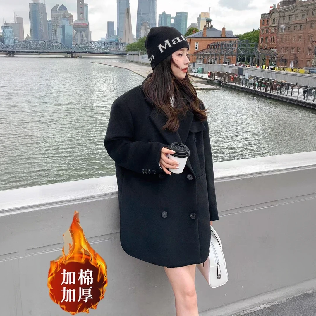 2025新款气质老钱风韩版秋冬毛呢外套女落肩袖百搭小个子宽松大衣