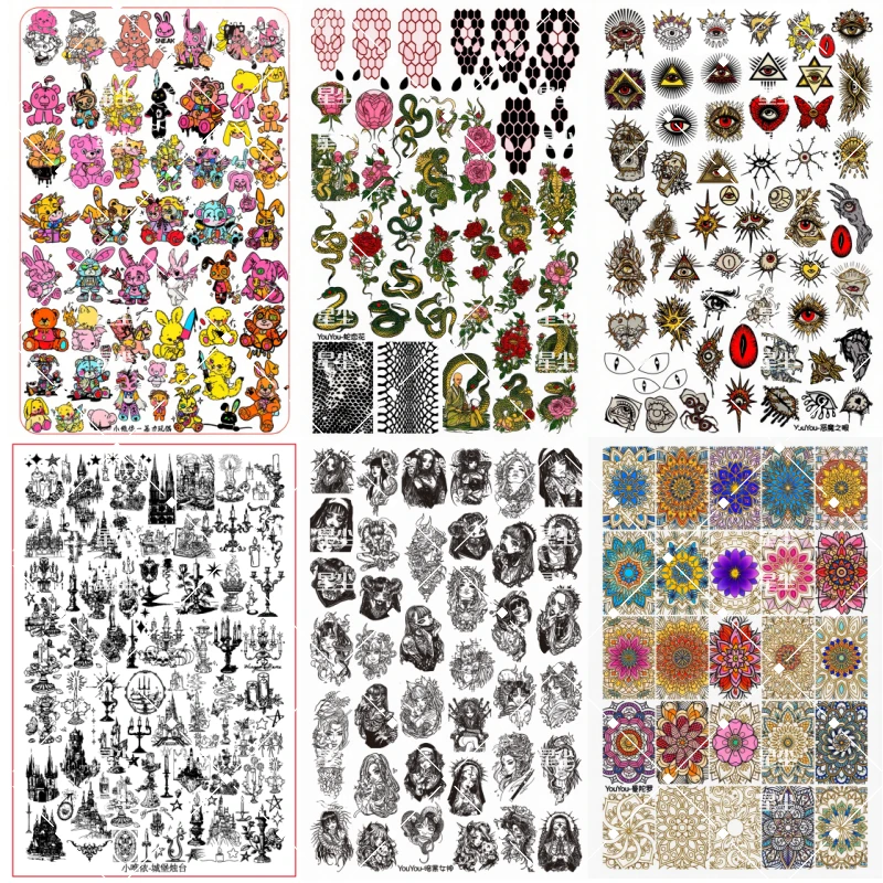 【哥特暗黑文字】美甲转印钢板印花模版带背板DIY彩绘工具磨砂雾面