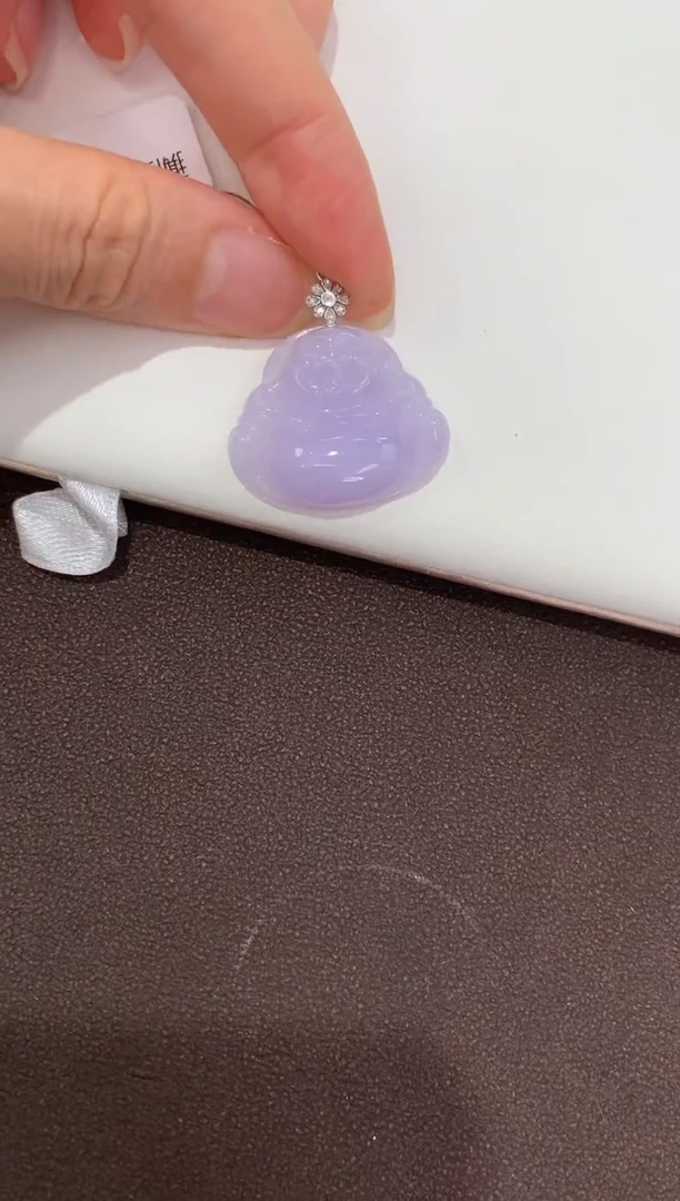 翡翠18K金镶嵌颈饰天然缅甸a货翡翠