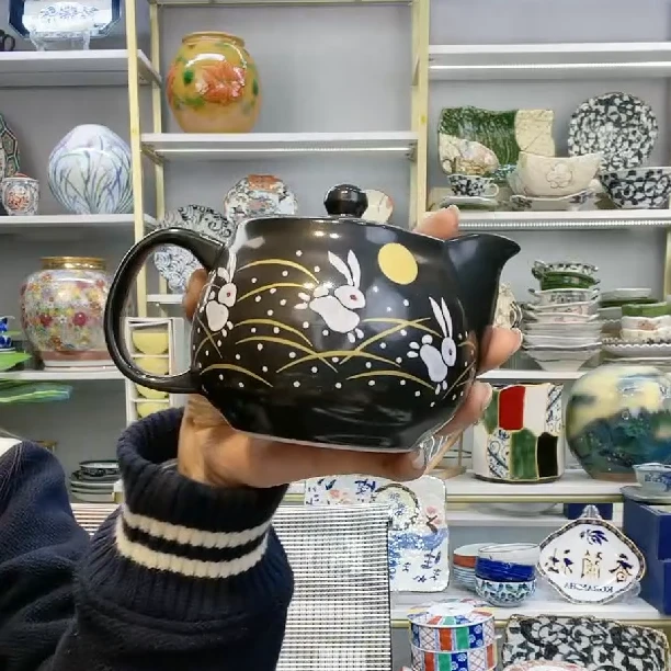 【单支】日本进口九谷烧前途(兔)似锦茶壶360ml