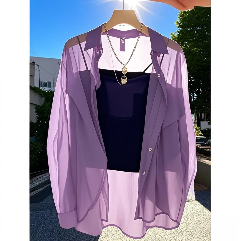 防晒衬衫外套女款2025夏季薄款冰感超滑通勤外搭开衫轻薄上衣潮