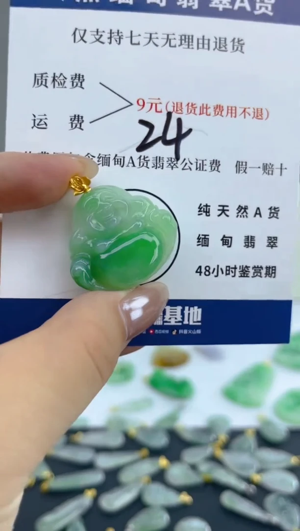 颈饰18K金镶嵌翡翠天然A货翡翠