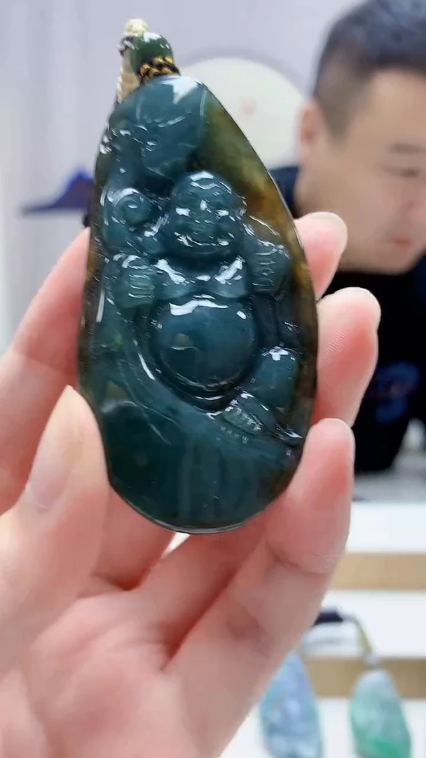 未镶嵌定制翡翠4898zm-毛货挂件佛公45