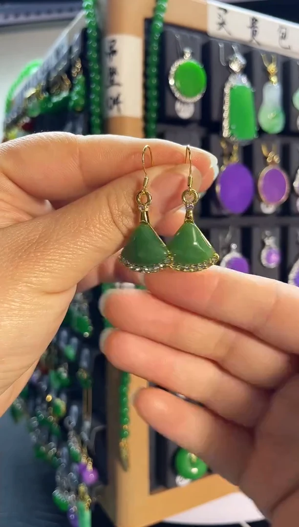 【闪购商品】和田玉耳饰银S925镶嵌022