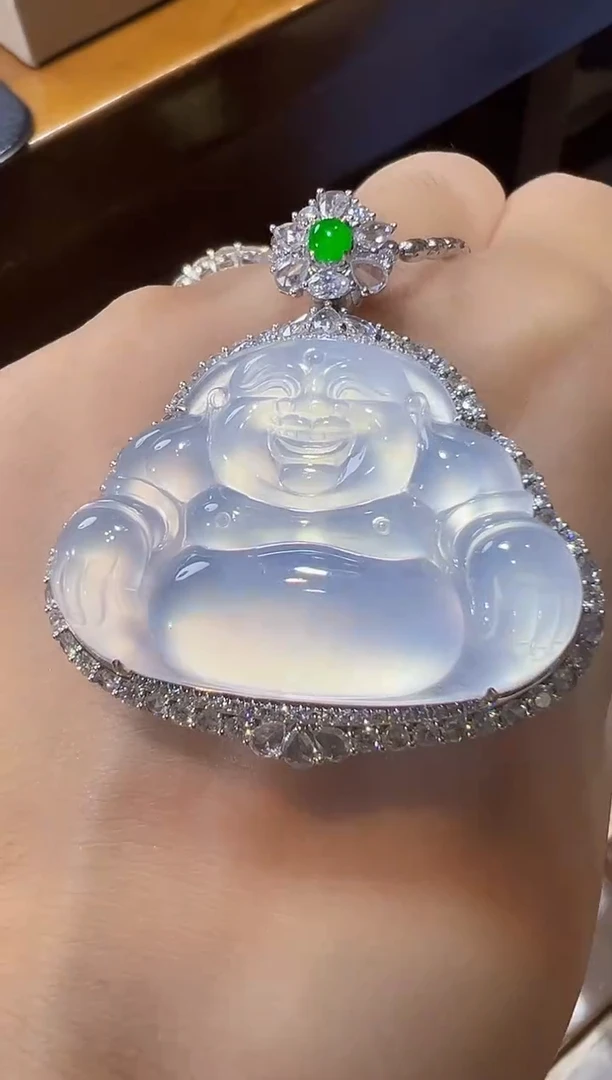 吊坠(不含链)18K金镶嵌翡翠佛公