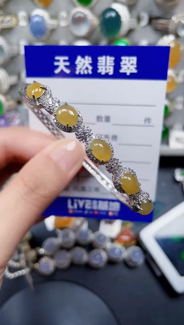 银S925镶嵌手镯翡翠114