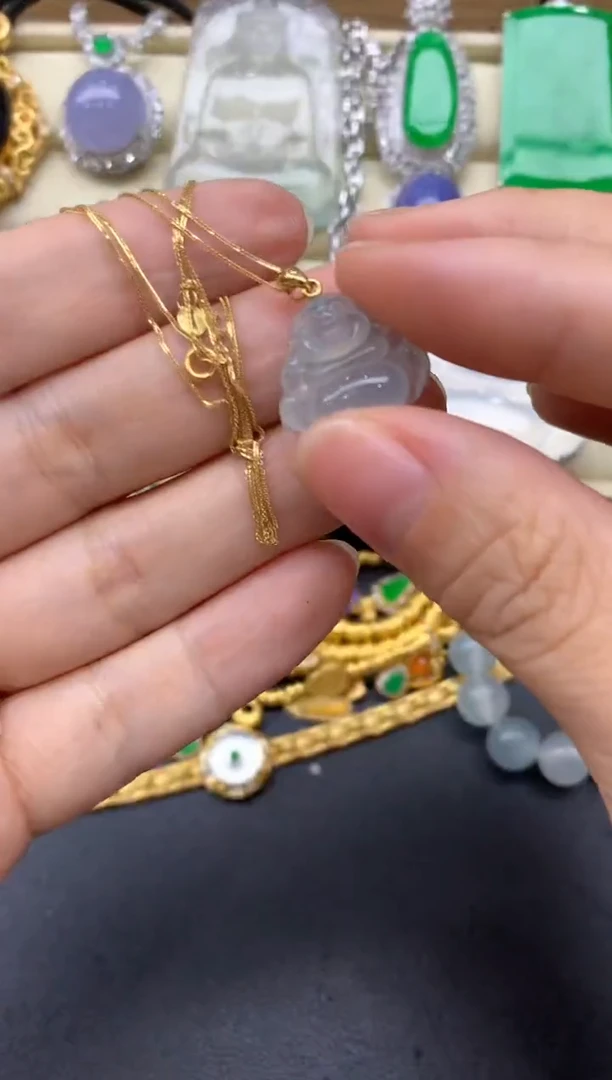 翡翠18K金镶嵌颈饰344-中国好珍宝