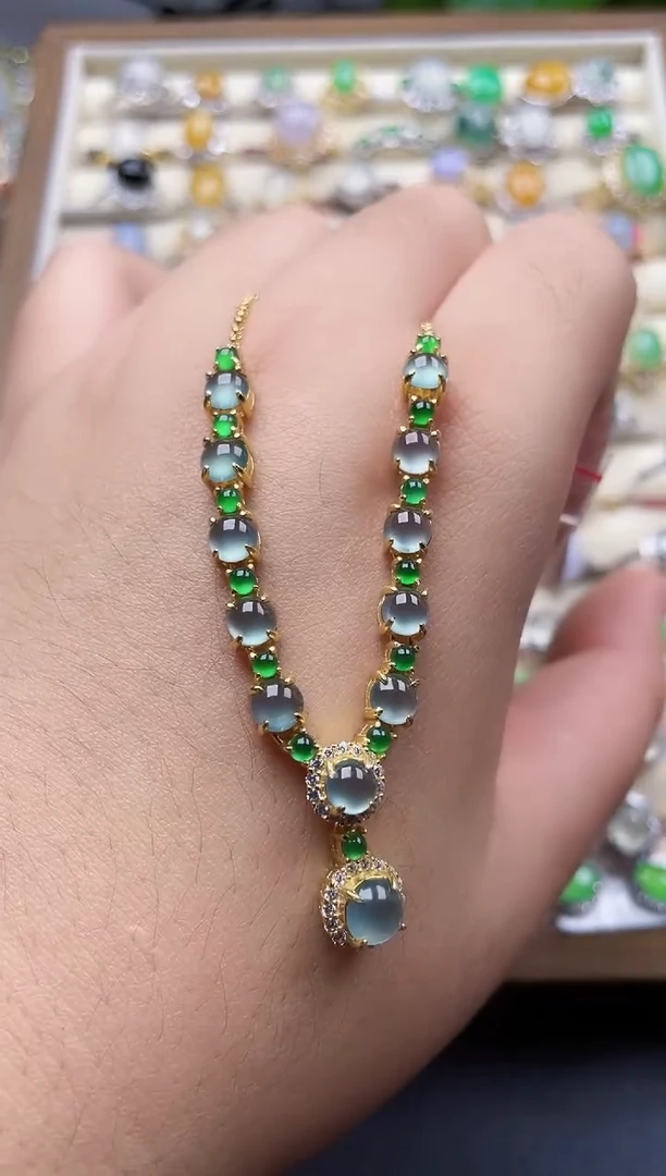 颈饰银S925镶嵌翡翠138