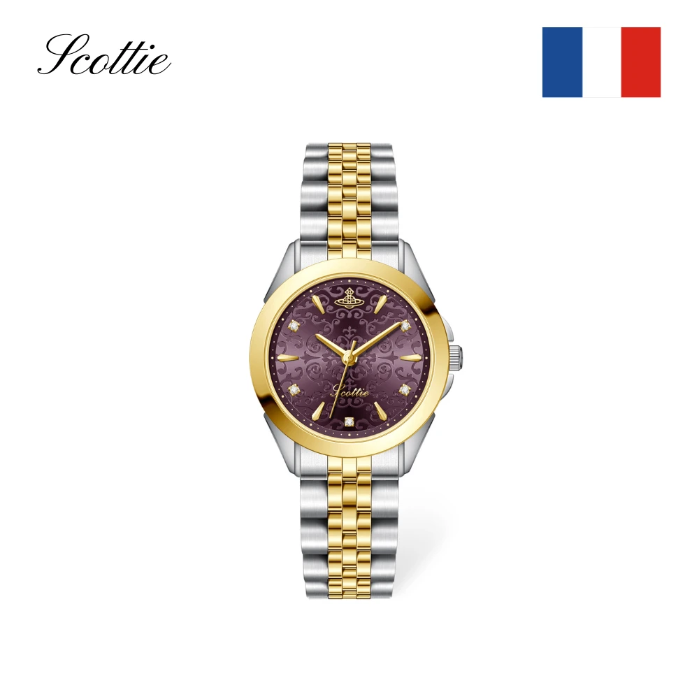 【港口直发】Cherries【车厘紫】新款时尚百搭防水高奢女表9734间金紫