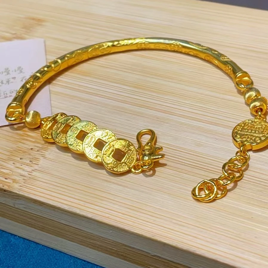 铜合金手链 铜合金999五帝钱半镯古法手链气质高贵轻奢百搭不掉色