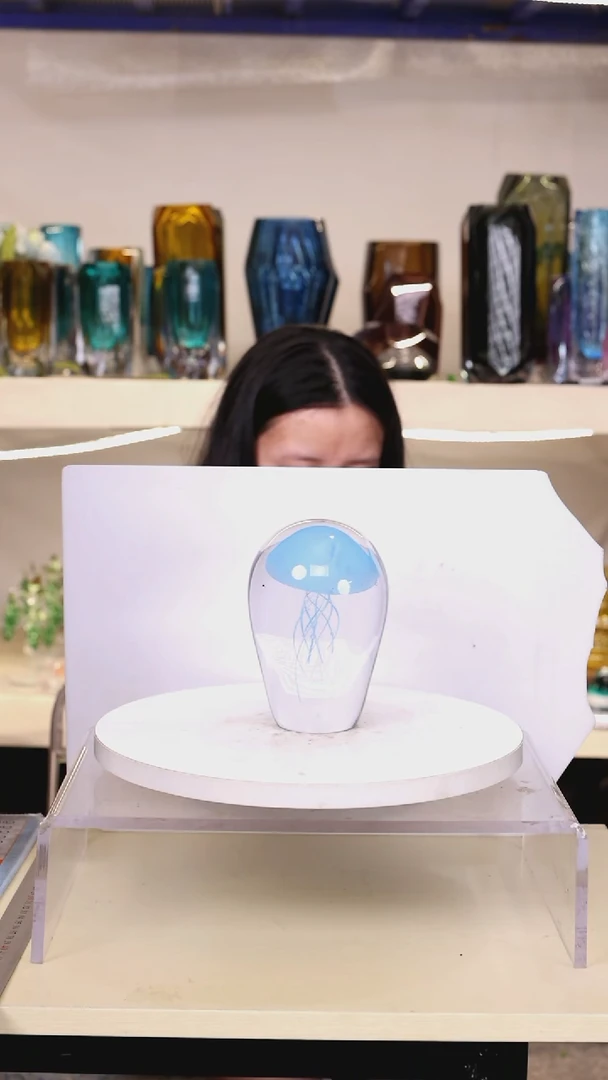 琉璃手工艺品高16琉璃花瓶果盘摆件