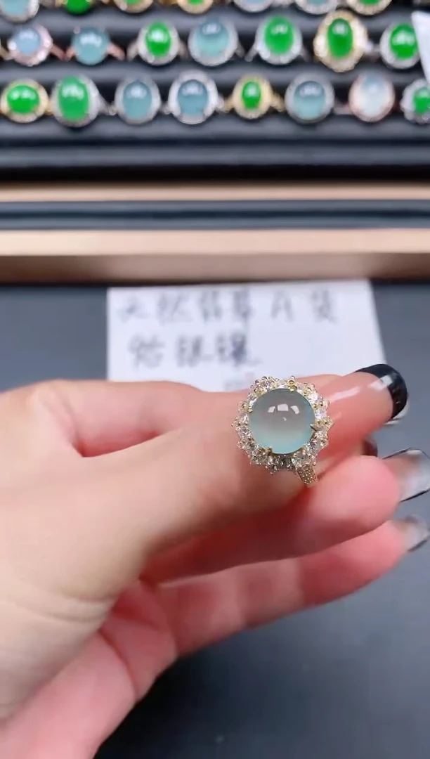 翡翠戒指银S925镶嵌1111111