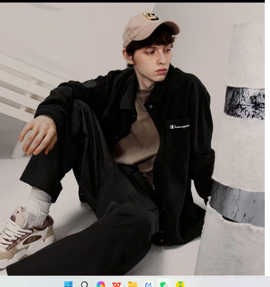 Champion美版厚款加绒刺绣单排扣开襟翻领夹克UM-WOT04