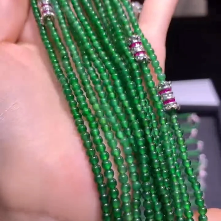 【逍遥】天然A货翡翠小米珠圆珠项链*cxy/0139/多样性发/1件