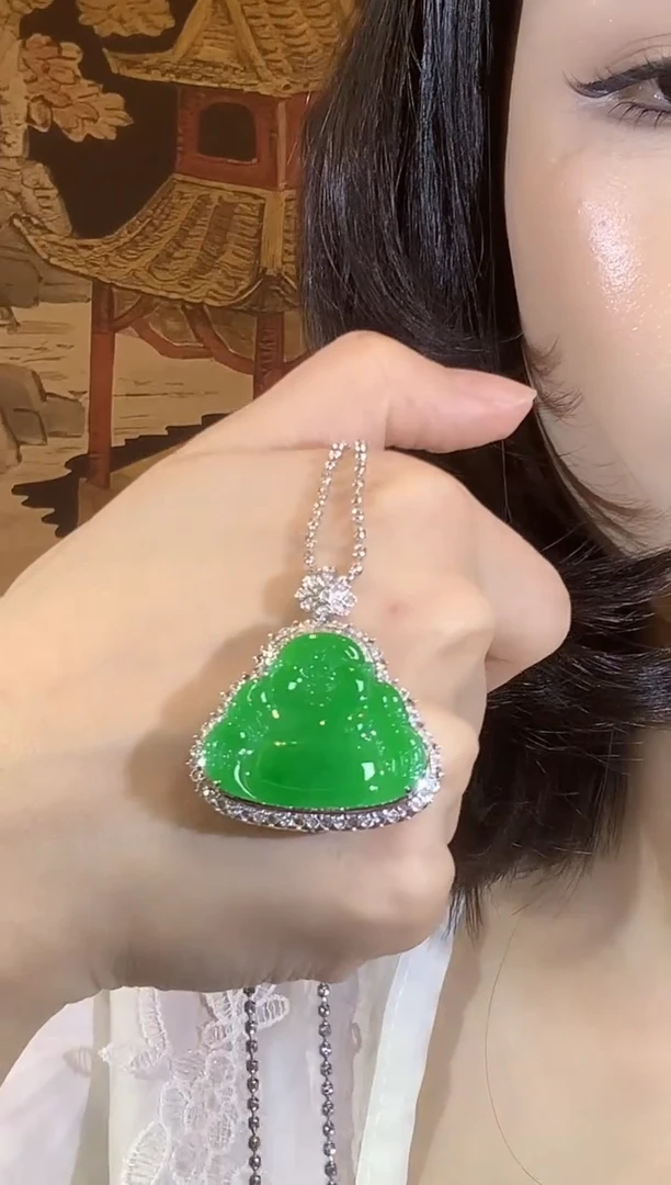 吊坠(不含链)18K金镶嵌翡翠A51 多样性发货一件